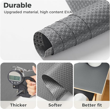 100% EVA Shelf Liner for Kitchen Cabinet, 12" x 360" Drawer Liners Non Adhesive Non Slip Waterproof Plastic Paper, Dresser Pantry Bathroom Refrigerator Protector, Grey