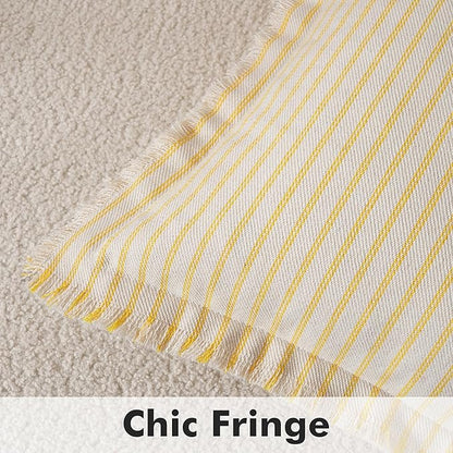 MIULEE Pack of 2 Yellow Pillow Covers 20x20 Inch Striped Farmhouse Couch Throw Pillow Covers with Fringe Chic Cotton Decorative Cushion Covers for Summer Sofa Living Room Bed Outdoor Home Decor