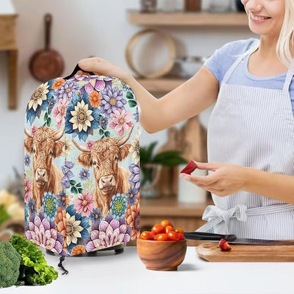 Kitchen Countertop Blender Cover Appliance Dust Protection Anti Fingerprint Easy to Clean Standard Countertop Blender Appliance Dust Cover Boho Floral Highland Cow