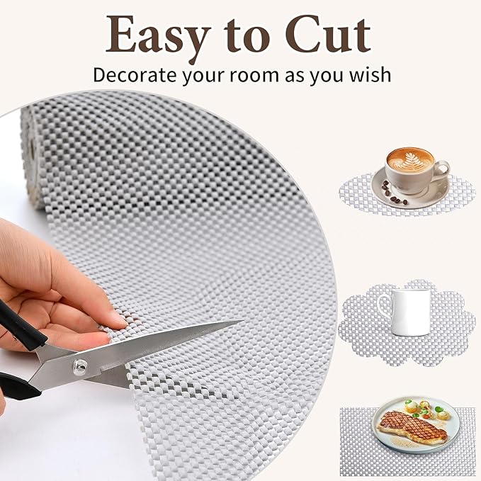 Shelf Liners for Kitchen Cabinets Non Adhesive Shelf Liner Paper Non-Slip Thickened Drawer Liner Easy to Clean for Tool Box Refrigerator Grey 11.8 x 236.2 in