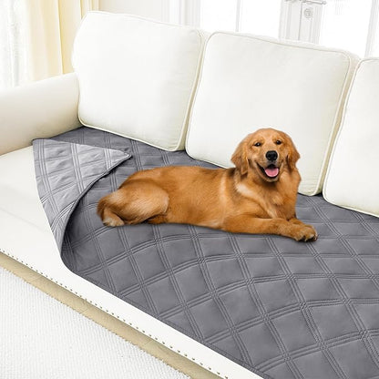 Smiry Waterproof Dog Bed Cover Blanket 40x80, Soft Reversible Pet Blanket, Washable Leakproof Cats Dogs Couch Cover for Sofa, Couch, Furniture, Lattice, Grey/Light Grey