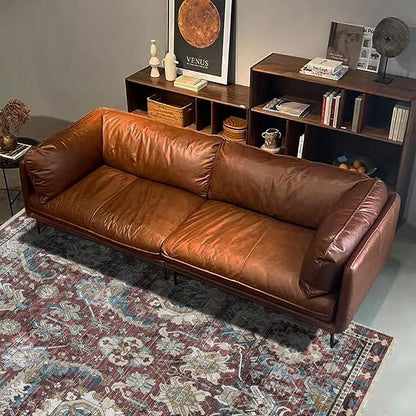 RUGSURE Washable Area Rugs - Perfect for Living Room, Bedroom, Kids Room, Nursery - Stain & Water Resistant Non-Slip, Pet & Child Friendly, Vintage Tribal Area Rugs (Rust and Blue, 4' x 6')