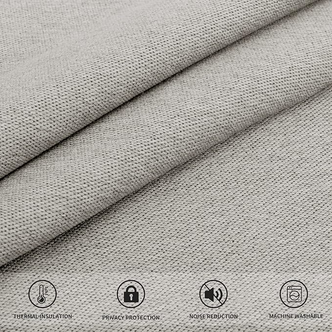 Easy-Going Linen Look Blackout Curtain 42x63 Inch Window Curtain Drapes for Bedroom, Living Room Thermal Insulated Room Darkening (Set of 2 Panels, Natural)