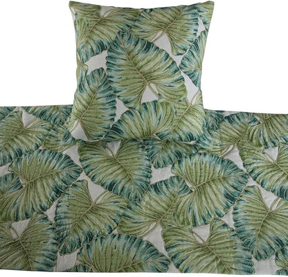 The HomeCentric Decorative Designer Handmade Bed Runner Without Pillow Cover, 68 x 18 Inch Designer Full Size Bed Scarf in Printed Linen & Embroidery Bed Linen Foot Warmer Home - Tropical Feeling