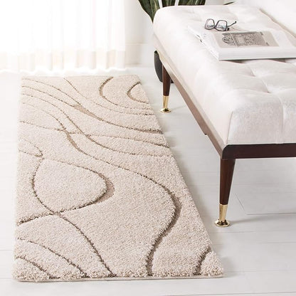 SAFAVIEH Florida Shag Collection Runner Rug - 2'3" x 13', Cream & Beige, Non-Shedding & Easy Care, 1.2-inch Thick Ideal for High Traffic Areas in Living Room, Bedroom (SG471-1113)