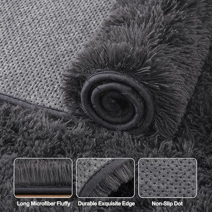 Upgrade Non-Slip Plush Rugs for Living Room, Soft Shaggy Carpets for Living Room, Fuzzy Rugs for Kids' Room, Perfect Decor for Modern Home Charcoal 5x7 Feet