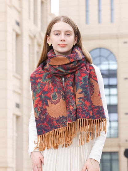 Wander Agio Warm Fashion Scarf Long Shawl Large Blanket Winter Wraps Scarves for Women Cashmere Jacquard Vintage Paisley