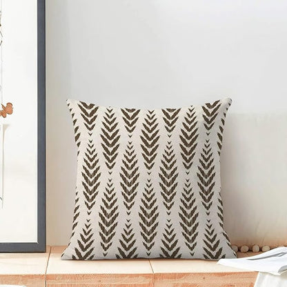 BETGINY Brown Boho Pillow Covers 18 x 18 Inch Pack of 2, Bohemian Ethnic Herringbone Pattern Decorative Throw Pillow Covers Vintage Linen Farmhouse Outdoor Pillowcase for Bedroom Home Sofa Decor
