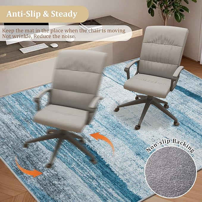 Office Chair Mat for Hardwood Floor, 72"x48" Easy Glide Computer Chair Mat Protector for Rolling Chair Under Desk Rug Nonslip Backing, Machine Wash