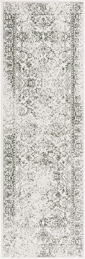 SAFAVIEH Adirondack Collection Runner Rug - 2'6" x 12', Ivory & Dark Green, Distressed Design, Non-Shedding & Easy to Clean, Ideal for Hallway, Foyer, Entryway, Bedroom (ADR109X)