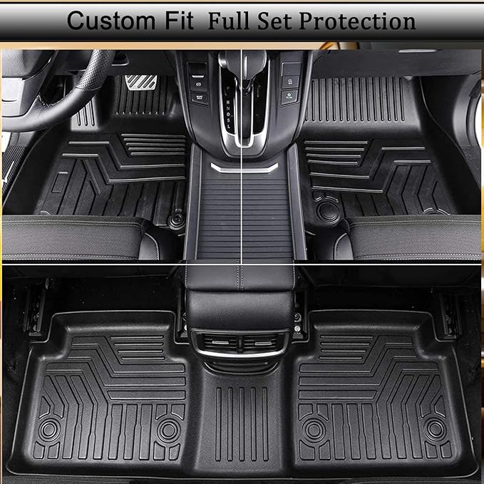 CRV Floor Mats Compatible with 2007-2011 Honda CR-V，All Weather Protection Waterproof Durable Anti-Slip Odorless Custom-fit TPE Floor Liner Front and Rear Row Set