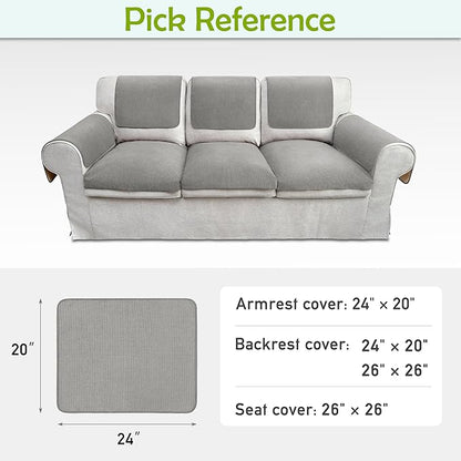 Couch Arm Covers, Sofa Arm Covers, Waterproof Armrest Covers for Sofa, Armchair, Loveseat, Non-Slip Recliner Arm Covers, Sofa Headrest Covers, Arm Chair Covers Set of 2 (Gray, 24"×20")