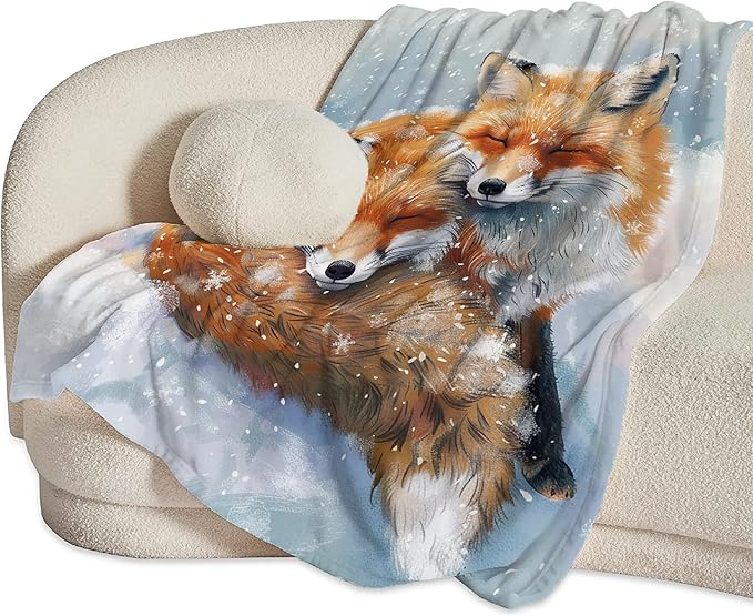 Fox Throw Blanket - Cute Animal Blanket for Girls, Women, Men & Boys - Soft, Warm, Cozy Fleece Blanket for Couch, Sofa, Bed - 50"x40"