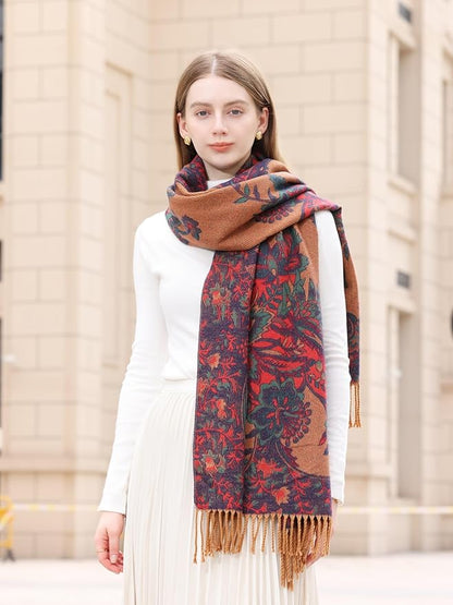 Wander Agio Warm Fashion Scarf Long Shawl Large Blanket Winter Wraps Scarves for Women Cashmere Jacquard Vintage Paisley
