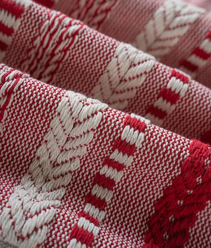 Christmas Lumbar Pillow Covers 14x36 Long, Farmhouse Boho Christmas Decorative Couch Pillow Cases, Red Accent Pillows of Bed, Sofa Bedroom Living Room Home Decor Cushion Cover, Pack of 1