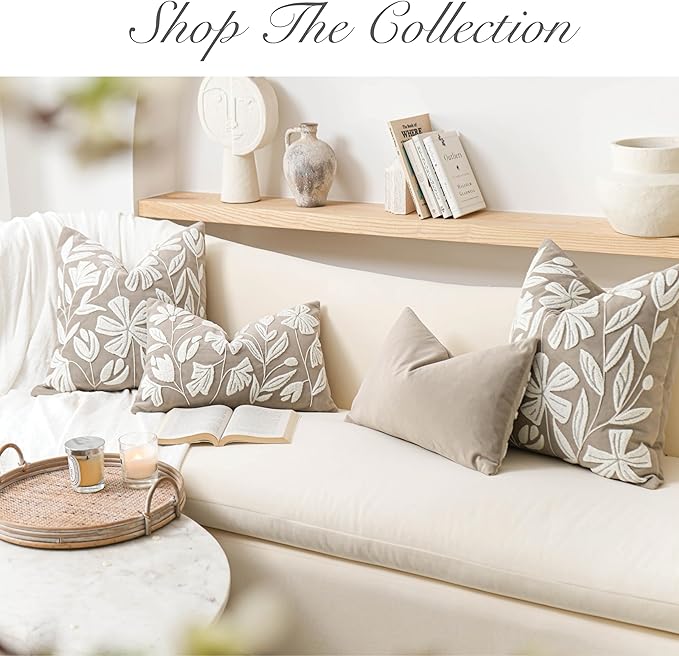 BlissBlush Taupe Velvet Decorative Lumbar Pillow Cover 14x36, Neutral Brown Soft Long Body Pillow for Bed, Accent Lumbar Throw Pillow for Bedroom, Modern Farmhouse Textured Pillowcase