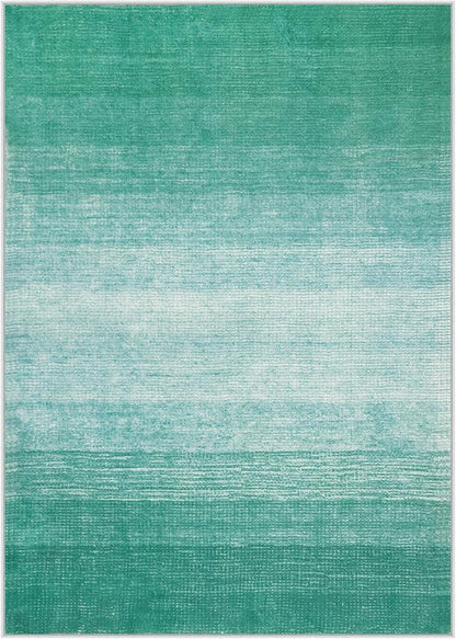 Wonnitar Modern Ombre 5x7 Teal Rugs for Living Room, Non-Shedding Stain Resistant Dining Table Large Rug, Washable Abstract Non-Slip Bedroom Throw Carpet for Apartment Entrance (Teal, 5'x7')
