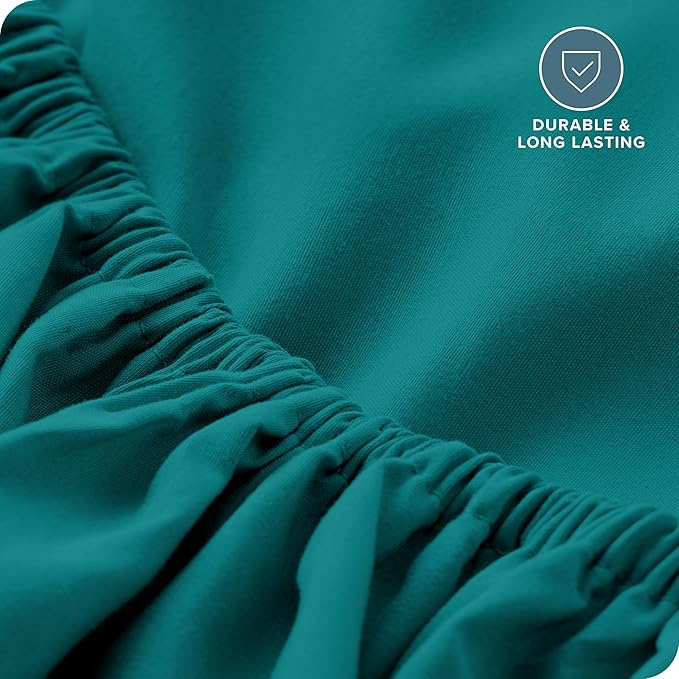 Bare Home Fitted Bottom Sheet Twin Size - Premium 1800 Microfiber - Ultra-Soft Hotel Luxury - Deep Pocket - Durable and Long Lasting - Fitted Sheet (Twin, Emerald)
