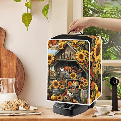 Coffee Maker Cover For Kitchen With Top Handle Waterproof Dust Appliance Cover Suitable For Most Coffee Machine Models Sunflower Chicken Coop Pattern