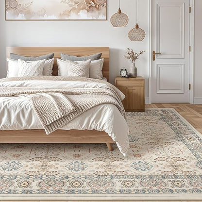 Vintage Living Room Area Rug 8x10 - Large Soft Washable Oriental Traditional Distressed Farmhouse Rugs for Bedroom - Indoor Floor Accent Carpet for Home Office House Decor - Multi