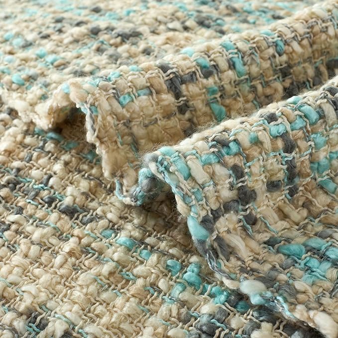 Multi-Color Blue Grey Cable Knitted Throw Blanket for Couch,50"X60" Boho Style Textured Blankets for Home Decor,Super Soft Warm Cozy Chunky Knit Blanket with Decorative Tassels for Bed
