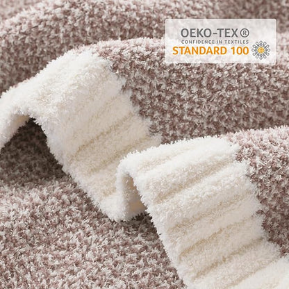 Snuggle Sac Taupe Blankets Twin Size, Reversible Super Soft Bed Blanket Warm Cozy Knit Fuzzy Plush Lightweight Blankets for Bed, Sofa, Living Room, Hotel, Heather Taupe, 60x80 inches