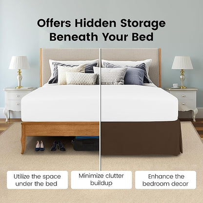 Utopia Bedding King Bed Skirt - Soft Quadruple Pleated Ruffle - Easy Fit with 16 Inch Tailored Drop - Hotel Quality, Shrinkage and Fade Resistant (King, Brown)