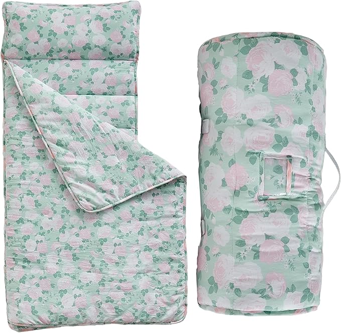 Toddler Nap Mat with Removable Pillow,Ultra Soft Slumber Bags for Girls,Kids Sleeping Bags with Roll Up Design, Perfect for Preschool,Daycare,Kindergarten