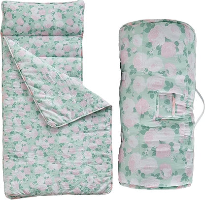 Toddler Nap Mat with Removable Pillow,Ultra Soft Slumber Bags for Girls,Kids Sleeping Bags with Roll Up Design, Perfect for Preschool,Daycare,Kindergarten