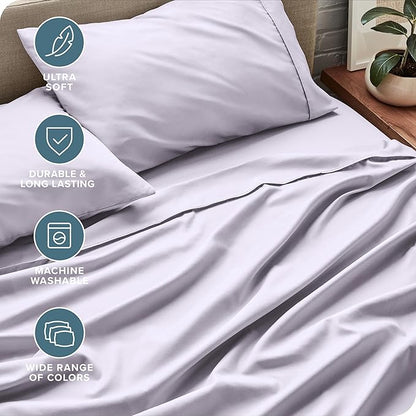 Bare Home Twin XL Sheet Set - 1800 Ultra-Soft Microfiber - Double Brushed - Deep Pockets - Easy Fit - 3 Piece Set - Bed Sheets (Twin XL, Light Lavender)