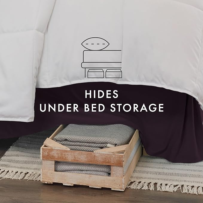 Linen Market Bed Skirt - Ultra Soft Microfiber - Easy Fit with 14 Inch Tailored Drop - Hotel Quality, Shrinkage & Fade Resistant - Bed Cover - King Bed Set - Bedroom Décor - (King, Purple)