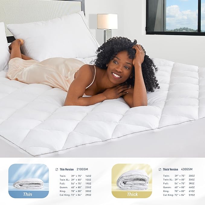 Sunflower California King Mattress Pad, Hypoallergenic Cotton Mattress Cover,18-22" Extra Deep Pocket Quilted Protector, Breathable&Noiseless