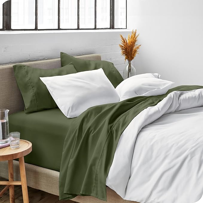 Bare Home Short Queen Sheet Set - 1800 Ultra-Soft Microfiber - Double Brushed - Deep Pockets - Easy Fit - 4 Piece Set - Bed Sheets (Short Queen, Cypress)