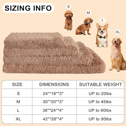 Fluffy Orthopedic Dog Beds for Small Dogs with Washable Removable Cover Dog Crate Bed Egg Crate Foam Support Plush Pet Pad Mat with Anti-Slip Bottom (30 * 20,Khaki)