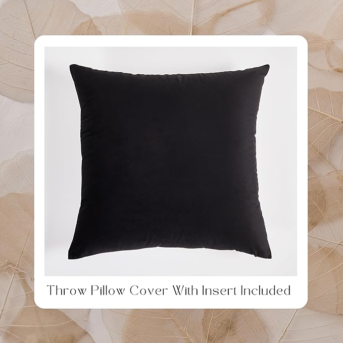 Solid Color Velvet Throw Pillow with Insert Included (Black, 12"x20"), Decorative Pillow for Sofa, Couch, Bed, Chair Cushion