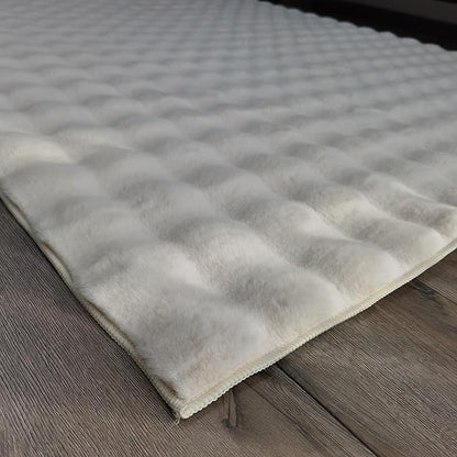 GLORY RUGS Area Rugs Bubble Soft Faux Rabbit Fur Rug 5x7 Polar Beige Plush Carpet Shag Cozy Fluffy Rug Non Slip Rugs, Machine Washable Shaggy Area Rug Bedroom Living Room and Dining Room.