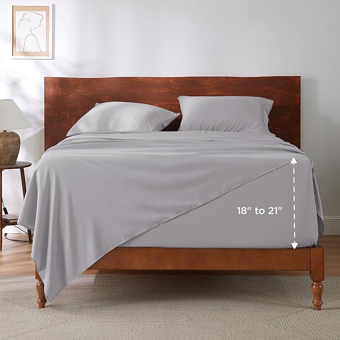 Bedsure Deep Pocket King Sheet Set - Fits Mattresses Up to 21 Inches Thick - 4 Piece GentleSoft Bed Sheets, Moisture Wicking, Soft & Cooling Bedsheet & Pillowcases, Easy & Secure Fit, Ivory
