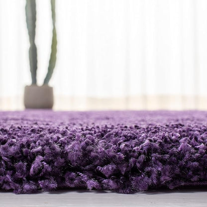 SAFAVIEH Milan Shag Collection Runner Rug - 2' x 12', Purple, Solid Design, Non-Shedding & Easy Care, 2-inch Thick Ideal for High Traffic Areas in Living Room, Bedroom (SG180-7373)
