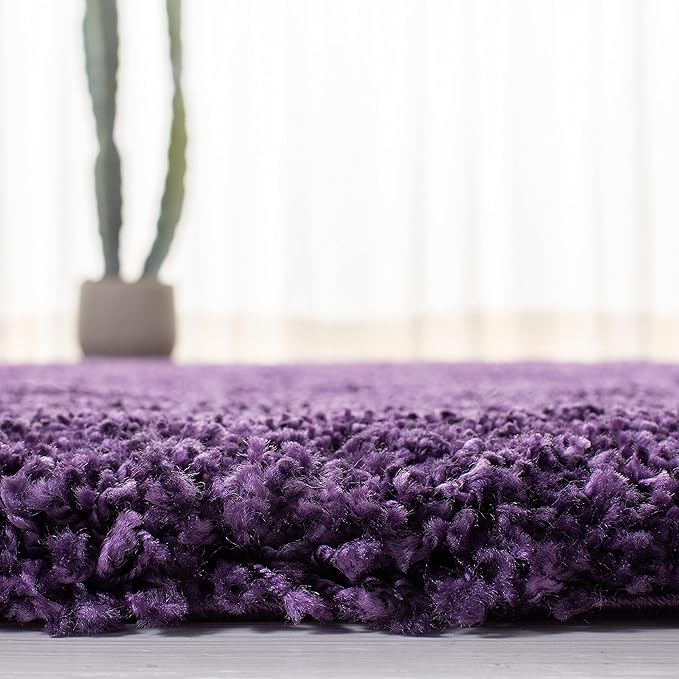 SAFAVIEH Milan Shag Collection Runner Rug - 2' x 22', Purple, Solid Design, Non-Shedding & Easy Care, 2-inch Thick Ideal for High Traffic Areas in Living Room, Bedroom (SG180-7373)