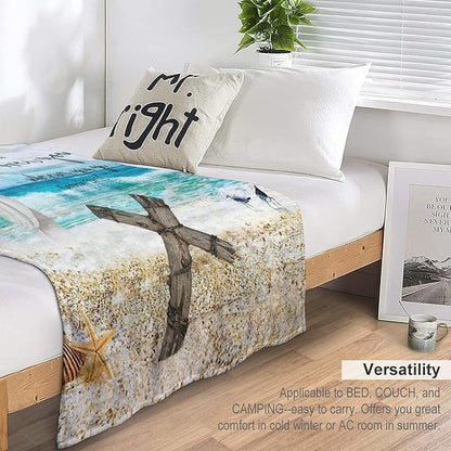 Christian Jesus Blanket Christian Gifts for Women & Men Religious Cross Throw Blanket Jesus Blanket for Kids Adults Soft Warm Cozy Fleece Blanket for Couch Sofa Bed 40"x50"