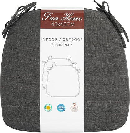 Outdoor Chair Cushions Set of 2,Patio Seat Cushion 17"x16"x2",U-Shaped Dining Chair Cushion 17 by 16 Inch,Water Resistant,Fade-Resistant Chair Pads for Kitchen Garden Furniture(Charcoal Gray)