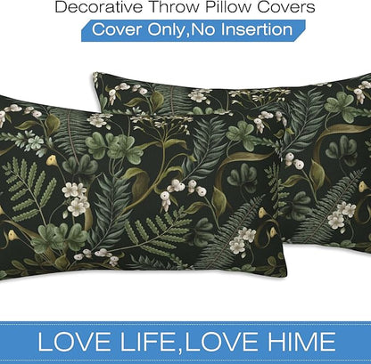 Spring Floral Throw Pillow Covers Set of 2 Green Herbs Botanical Pillow Covers 20x12 Inch Modern Farmhouse Home Decorative Pillow Cases Cushion Cover for Sofa Living Room Office
