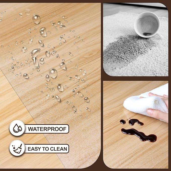 Clear Office Chair Mat, 50"x 60" No Slip Vinyl Desk Chair Mat for Hard Floors, 2mm Thick Heavy-Duty Computer Floor Mat, Waterproof Rolling Chair Floor Protector for Home Office