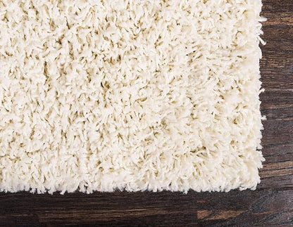 Unique Loom Solid Shag Collection Area Rug (2' 7" x 19' 8" Runner, Pure Ivory)