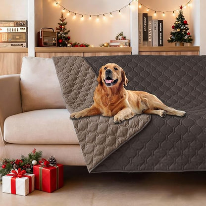 gogobunny 100% Double Sided Waterproof Dog Blanket Soft Pet Bed Cover Reversible Protect Furniture Couch Sofa Car for Puppy Large Dog Cat (Dark Coffee/Light Coffee, 52x82 Inch (Pack of 1))