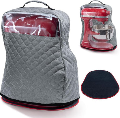 BAGSPRITE Stand Mixer Cover with Appliance Sliders Compatible with KitchenAid Mixer 4.5/5 Quart with Pockets for Kitchen Aid Accessories and Attachments