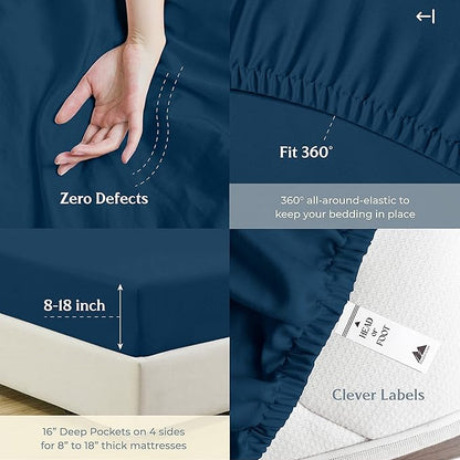 Mayfair Linen 500 Thread Count Twin XL Cotton Sheets - 3 PC Twin XL Size Bed Sheet Set Cotton (Teal), Soft, Cooling, Sateen Hotel-Quality 16" Deep Pocket Bedsheet for Hot Sleepers (Fits 18" Mattress)
