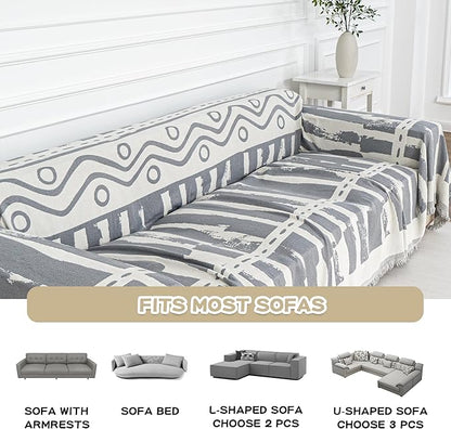 MEETSKY Couch Cover Sofa Slipcover Couch Protector Covers for Sectional Sofa Universal Fit for Couch 2 Seat, Thick Washable Soft Touch for Pets, 71" x 118", Grey