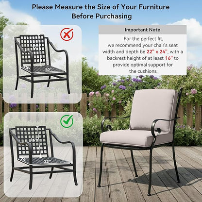 Patio Chair Cushions 5 Packs - Outside 22x24 High Back Water-Resistant Cushion with Zipper Cover for Outdoor Glider Rocking Chairs Loveseat 3-seat Couch Sofa – Beige/Regular