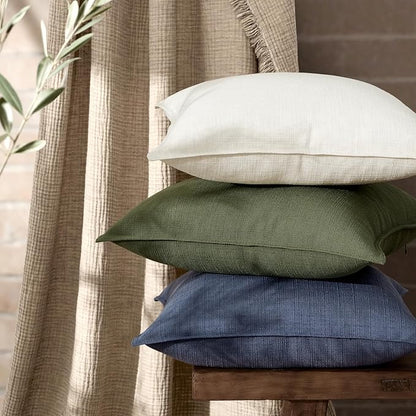 MIULEE Decorative Pillow Covers 20x20, 2 Pack Boho Farmhouse Neutral Throw Pillows for Couch, Thick Textured Modern Linen Cushion Cases Sofa Bed Living Room Home Decor, Navy Blue